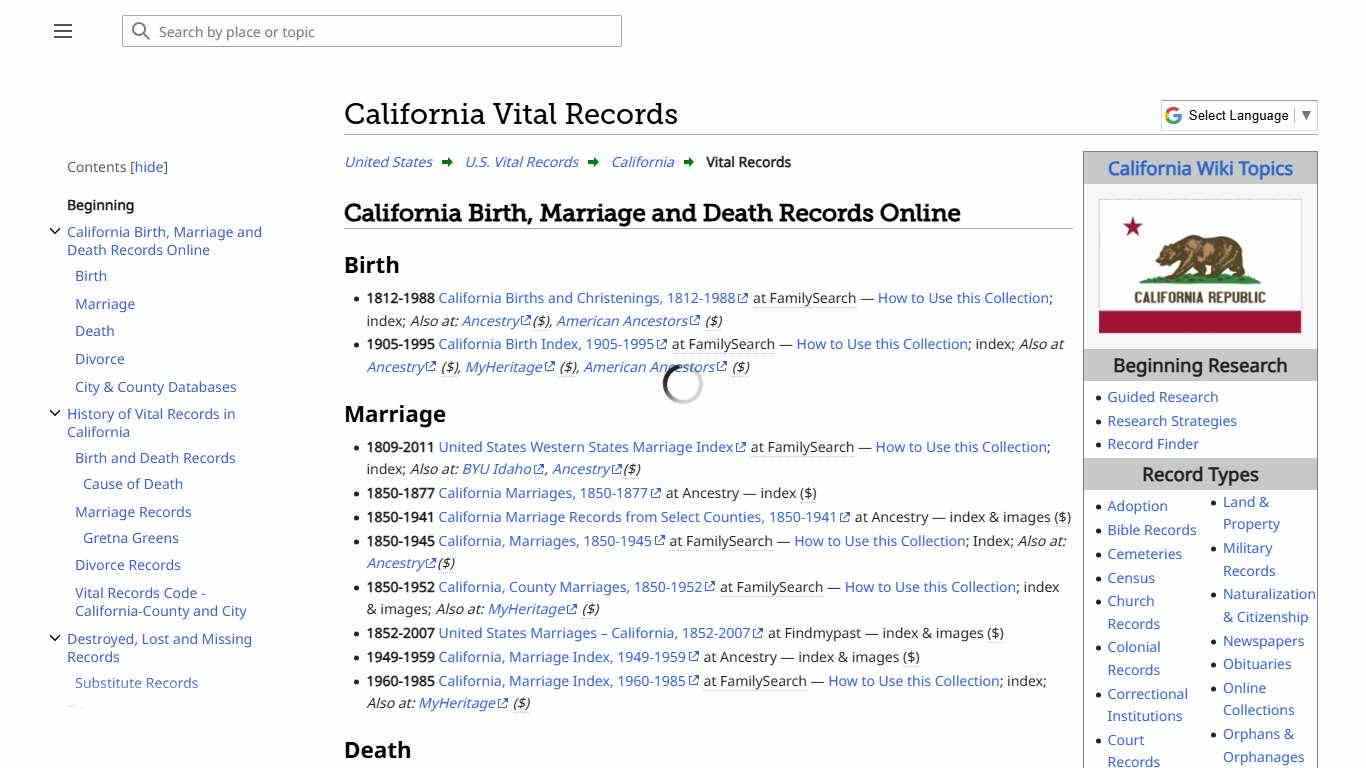 California Vital Records • FamilySearch